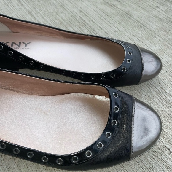 DKNY Black and Silver Grommet Detail Flats - Picture 7 of 9